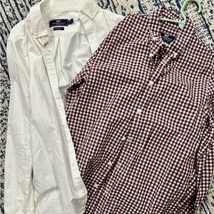 White and maroon gingham vineyard vines shirts.  Worn once, like new!
